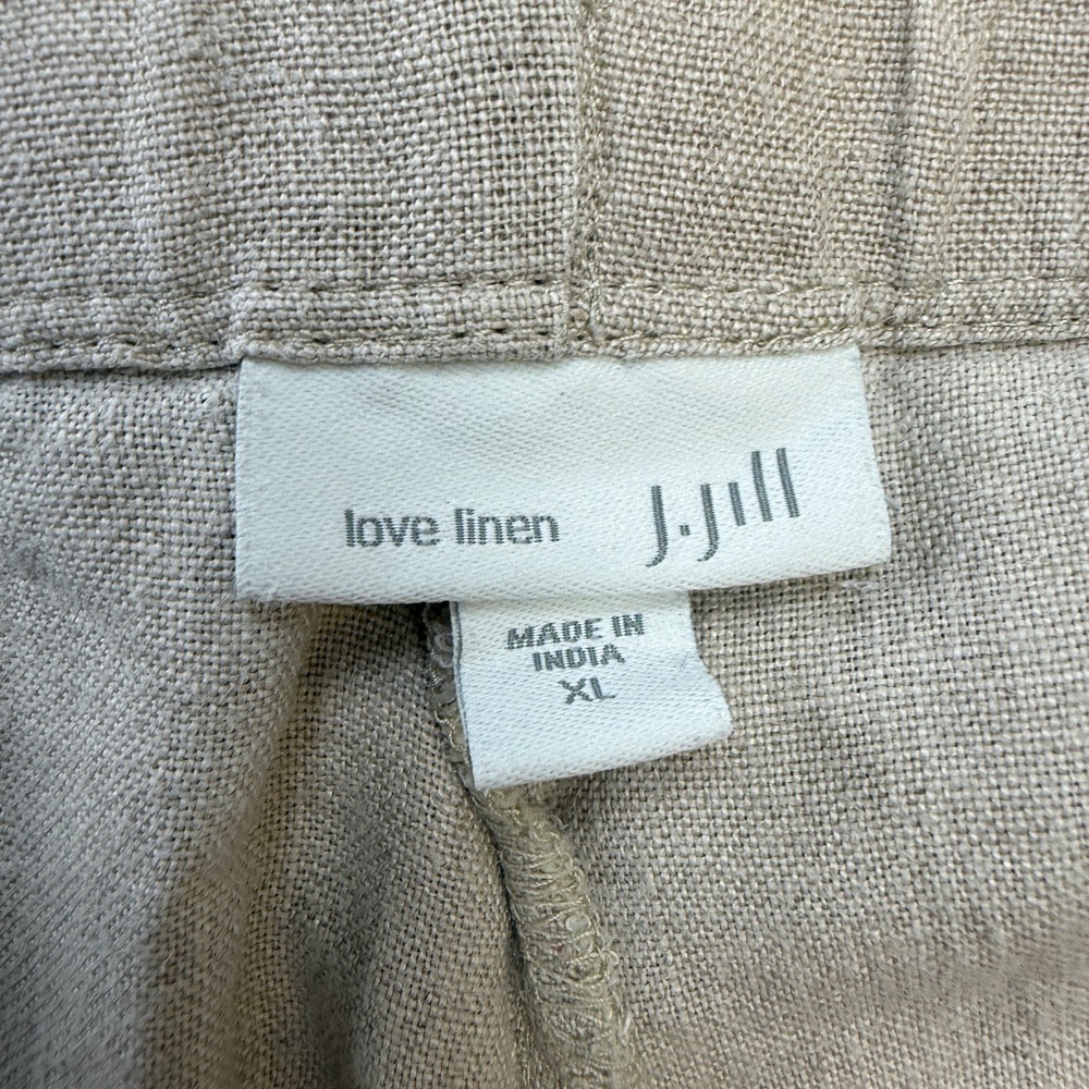 J Jill Pants Womens XL Beige Love Linen Wide Leg Crop Pull On Lagenlook Resort - Picture 3 of 8